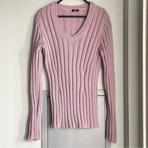 BOSS HUGO BOSS Dusty Rose 100% Virgin Wool Ribbed Sweater